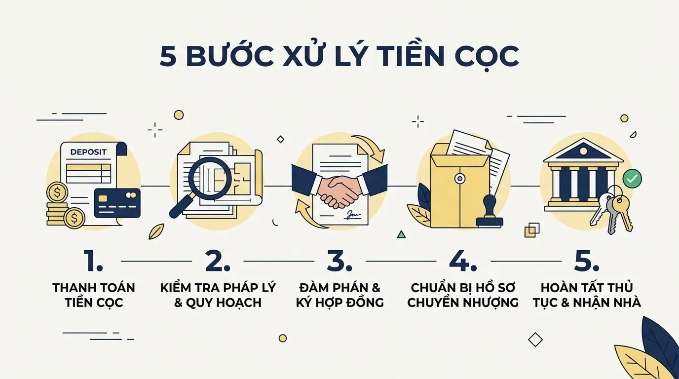 Quy trình lấy lại tiền đặt cọc mua nhà.
