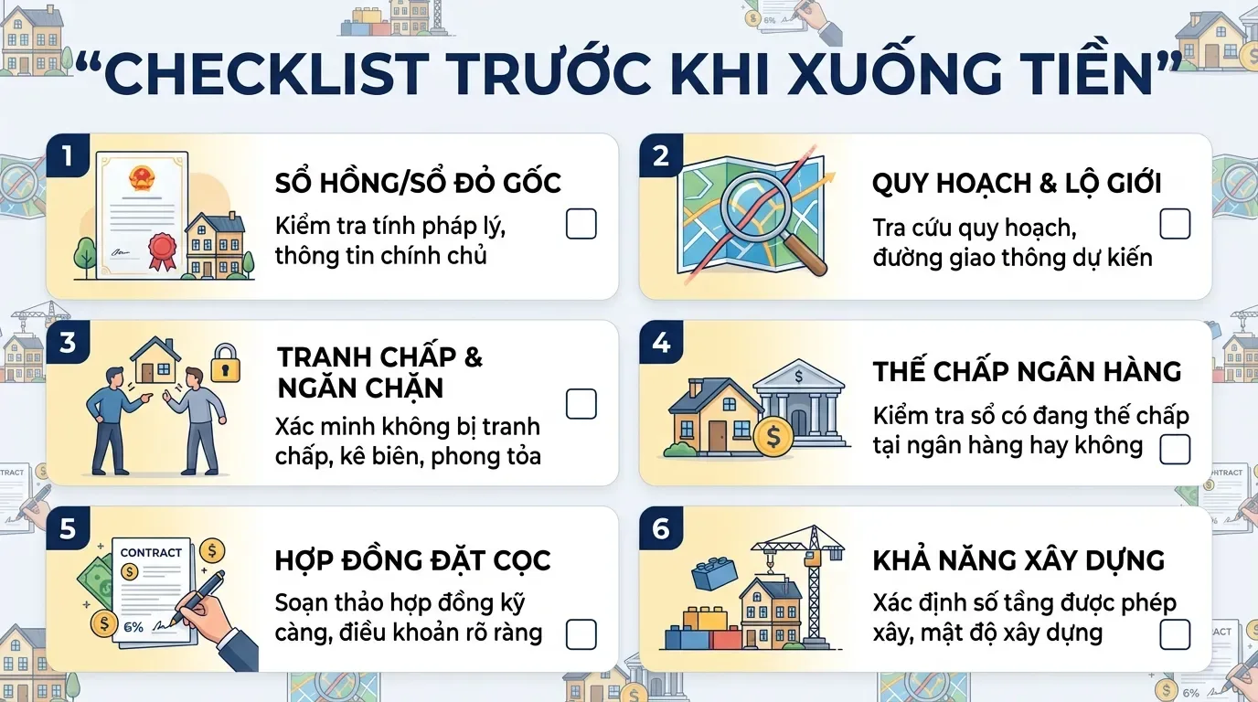 Checklist kiểm tra đất có sổ đỏ trước khi mua.