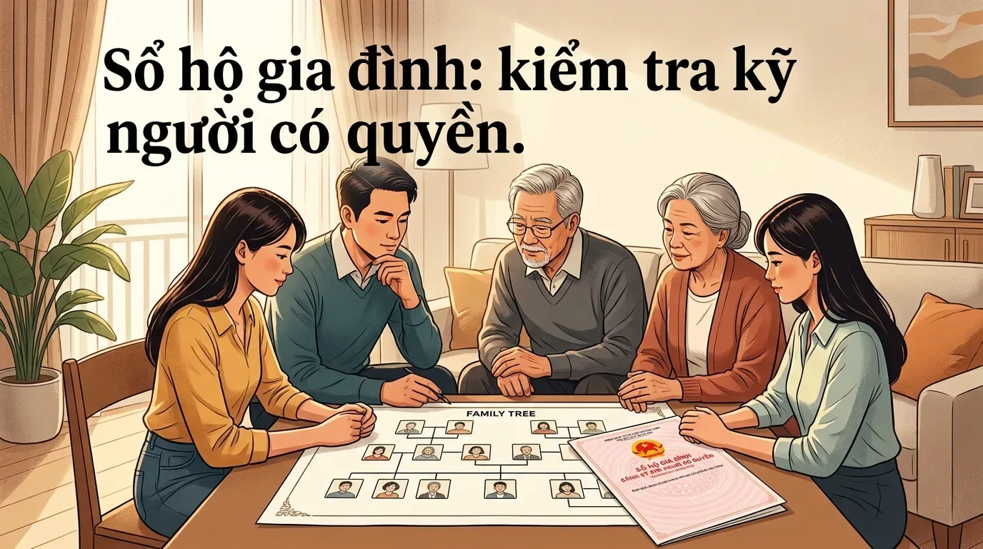 Kiểm tra quyền sử dụng đất trong sổ hộ gia đình.