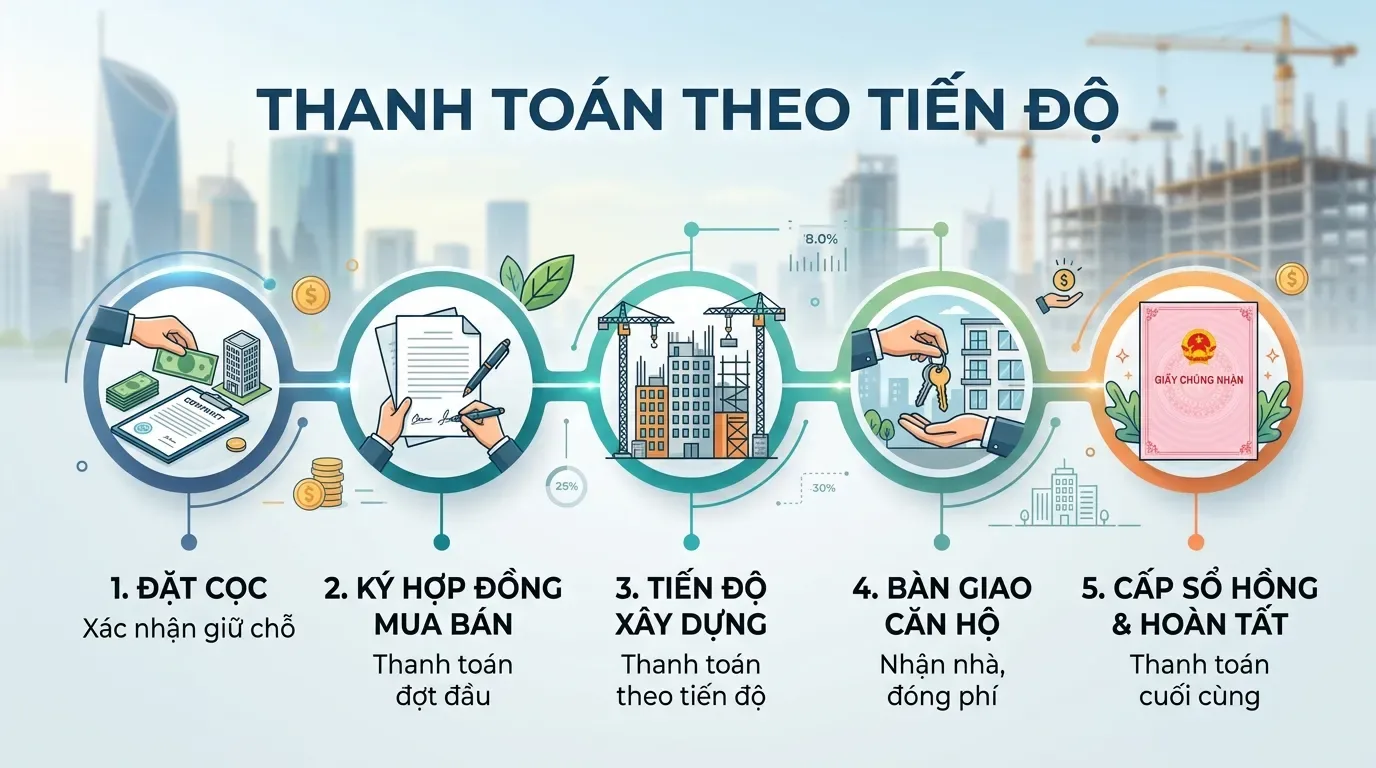 Tiến độ thanh toán khi mua nhà hình thành trong tương lai.