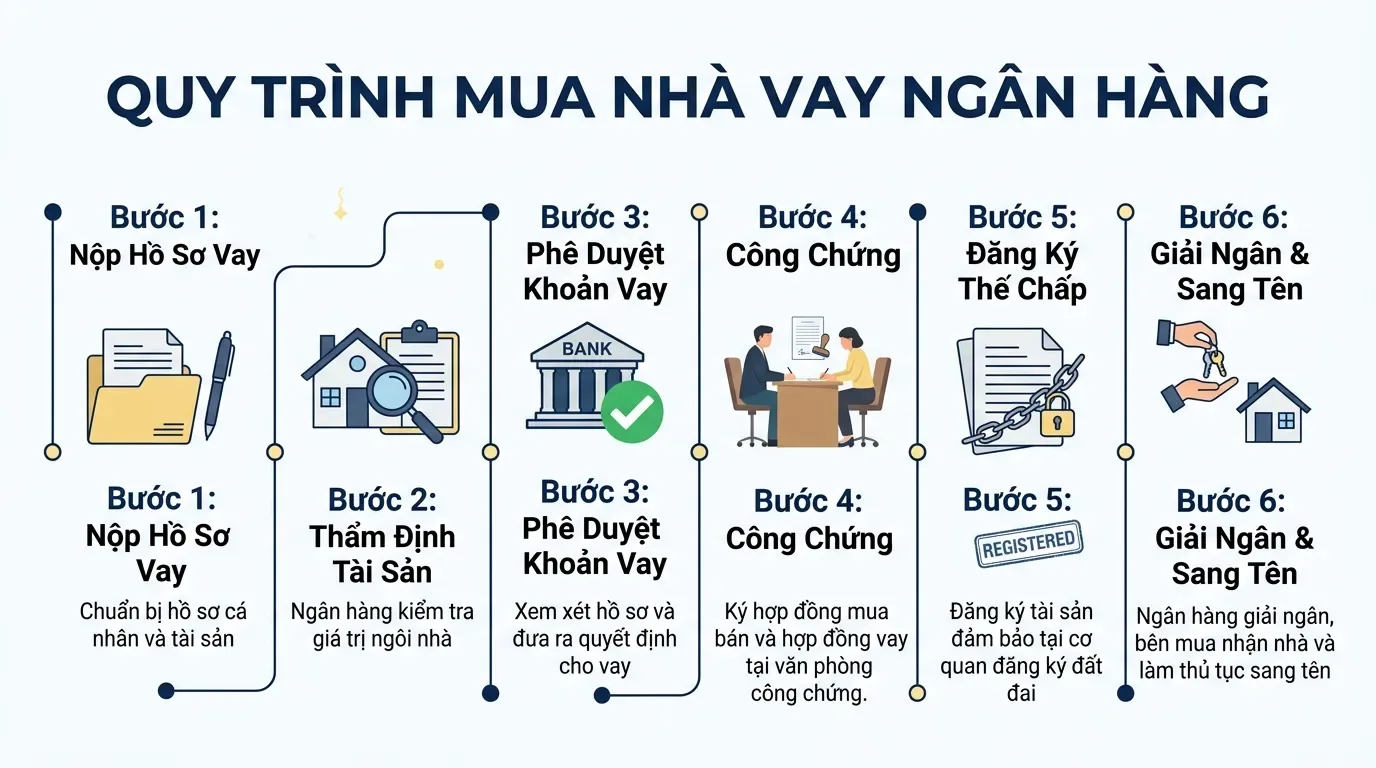 Quy trình hợp đồng mua bán nhà vay ngân hàng.