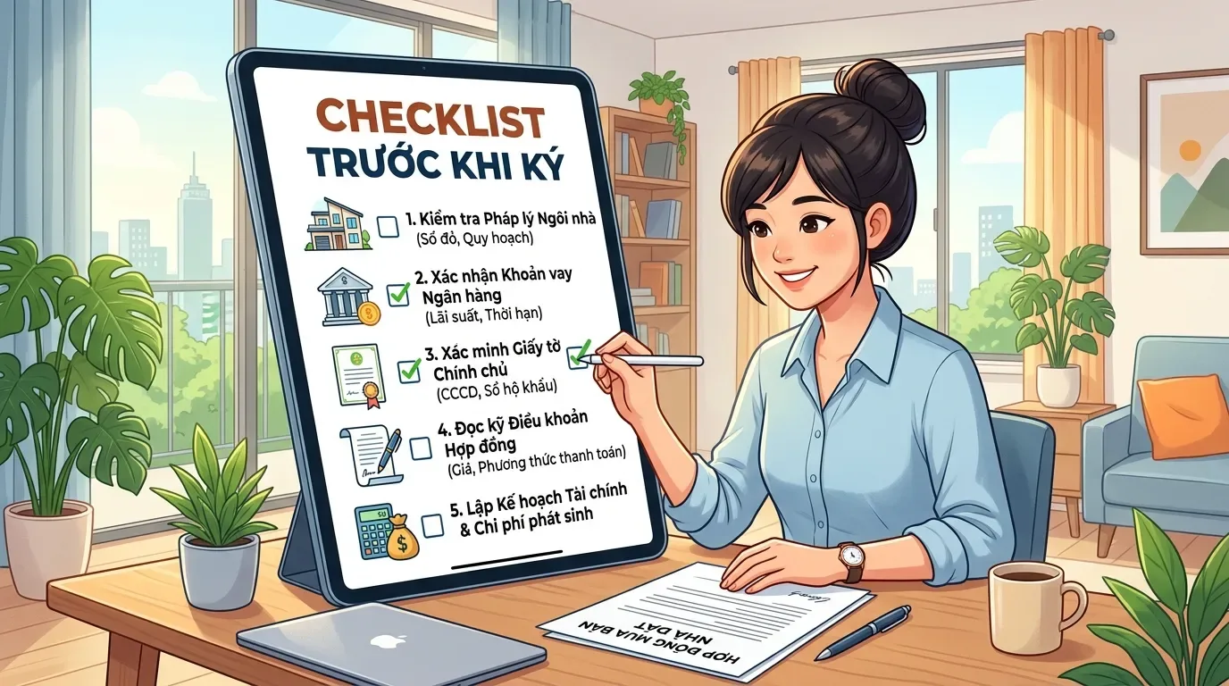 Checklist hợp đồng mua bán nhà 3 bên.