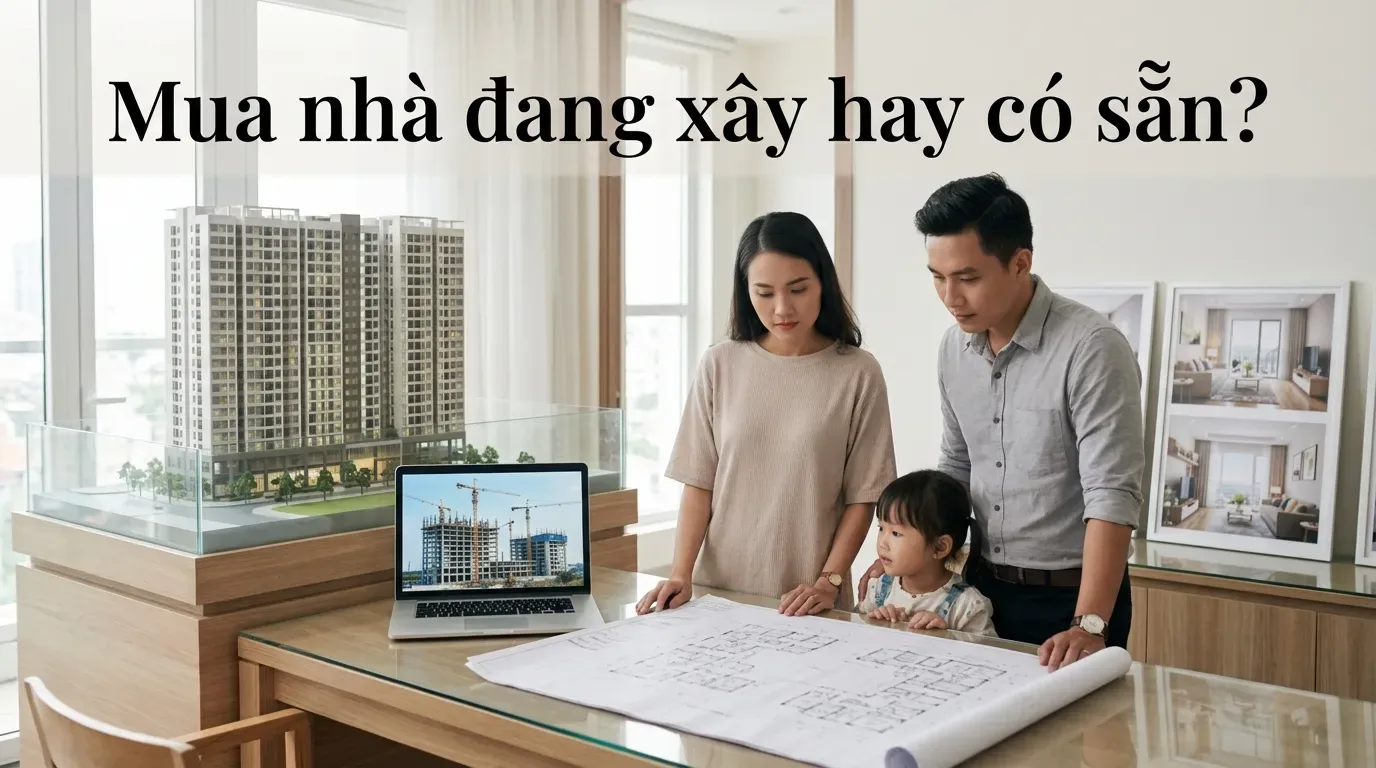 Gia đình trẻ cân nhắc hợp đồng mua bán nhà hình thành trong tương lai.